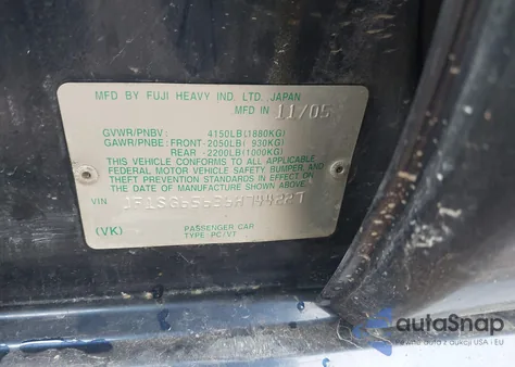 2006 Subaru Forester 2.5X z USA, uszkodzony, nr VIN JF1SG65636H744227